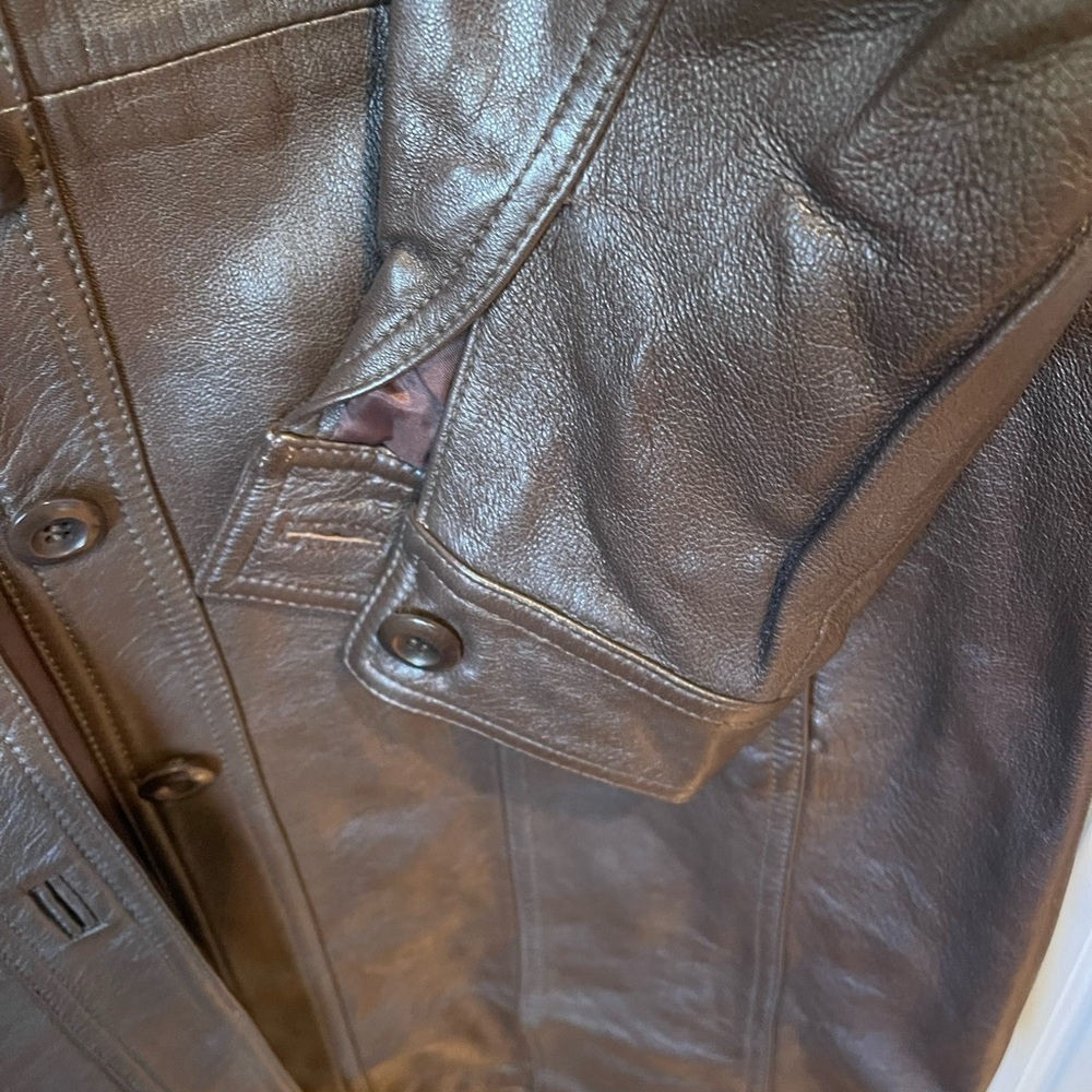 Emanuel Ungaro Women’s Brown Leather Coat 8/42 - Picture 6 of 7